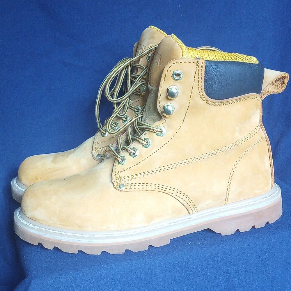 Ever Boots Men's Tan Leather Lace-Up Ankle Work Boots Round Toe US 8 M